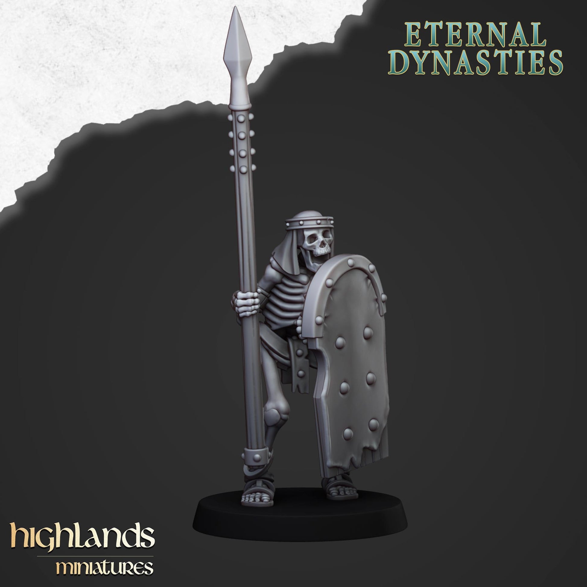 Miniatura Esqueletos Antiguos con Lanzas Reyes Funerarios resina 28mm sin pintar - Drakholm