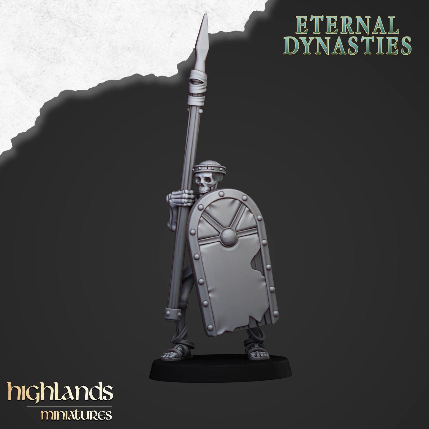 Miniatura Esqueletos Antiguos con Lanzas Reyes Funerarios resina 28mm sin pintar - Drakholm