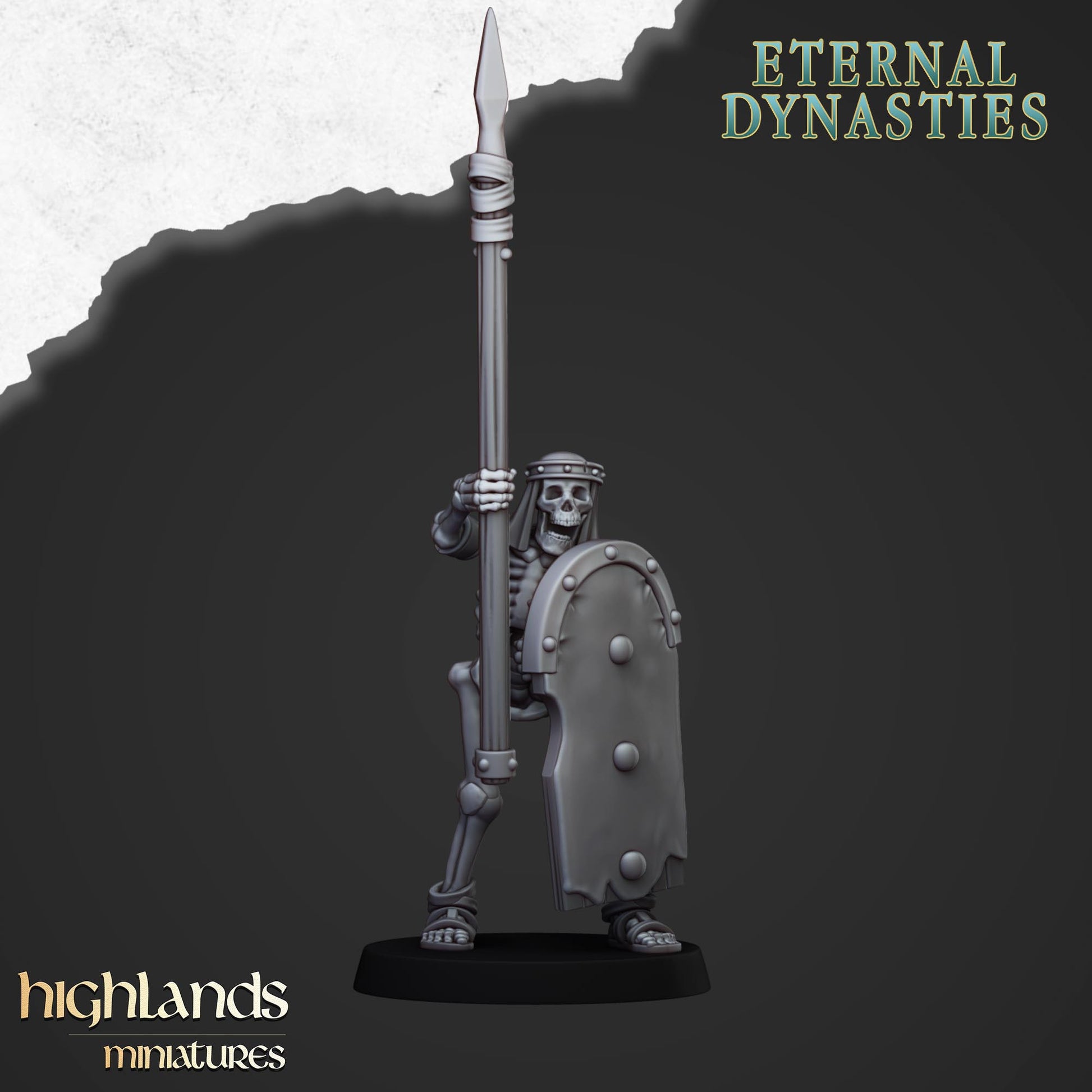 Miniatura Esqueletos Antiguos con Lanzas Reyes Funerarios resina 28mm sin pintar - Drakholm