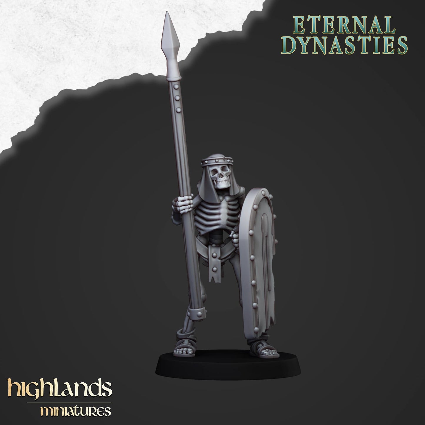 Miniatura Esqueletos Antiguos con Lanzas Reyes Funerarios resina 28mm sin pintar - Drakholm