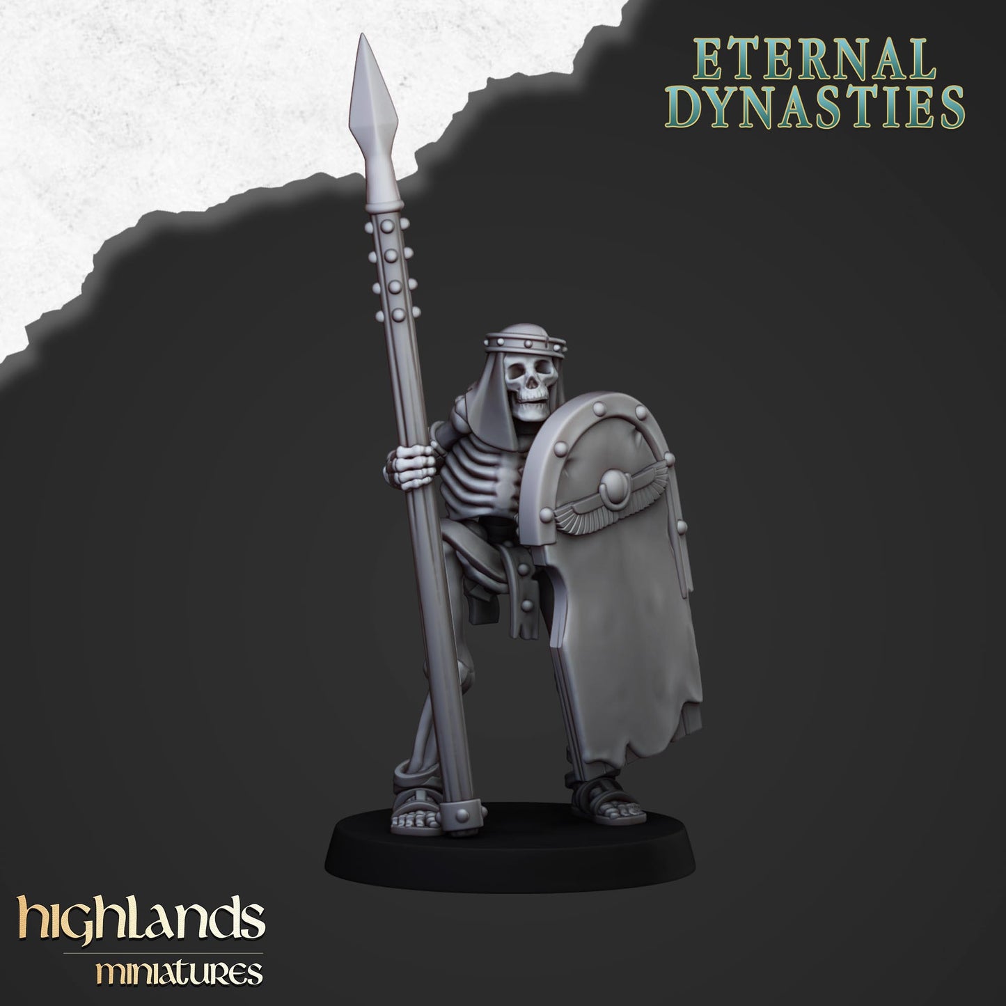 Miniatura Esqueletos Antiguos con Lanzas Reyes Funerarios resina 28mm sin pintar - Drakholm