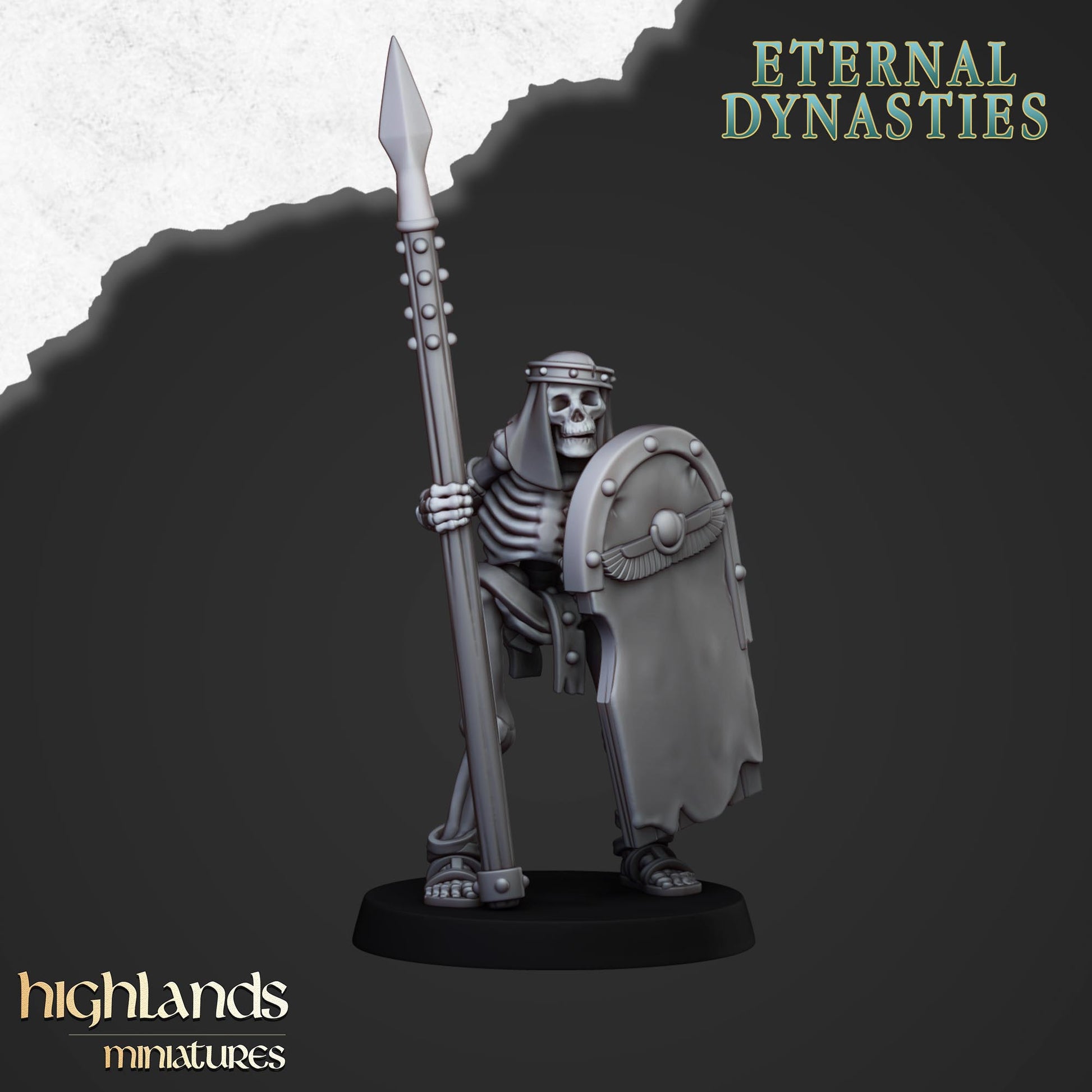 Miniatura Esqueletos Antiguos con Lanzas Reyes Funerarios resina 28mm sin pintar - Drakholm