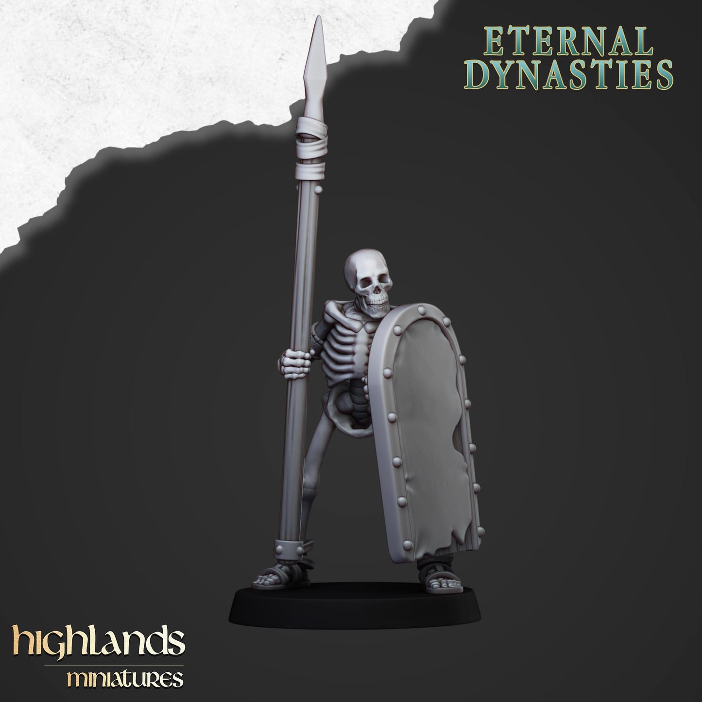 Miniatura Esqueletos Antiguos con Lanzas Reyes Funerarios resina 28mm sin pintar - Drakholm