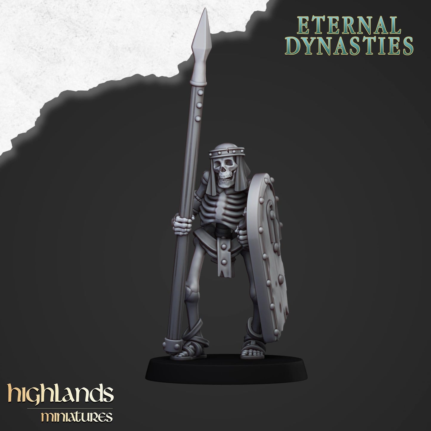 Miniatura Esqueletos Antiguos con Lanzas Reyes Funerarios resina 28mm sin pintar - Drakholm