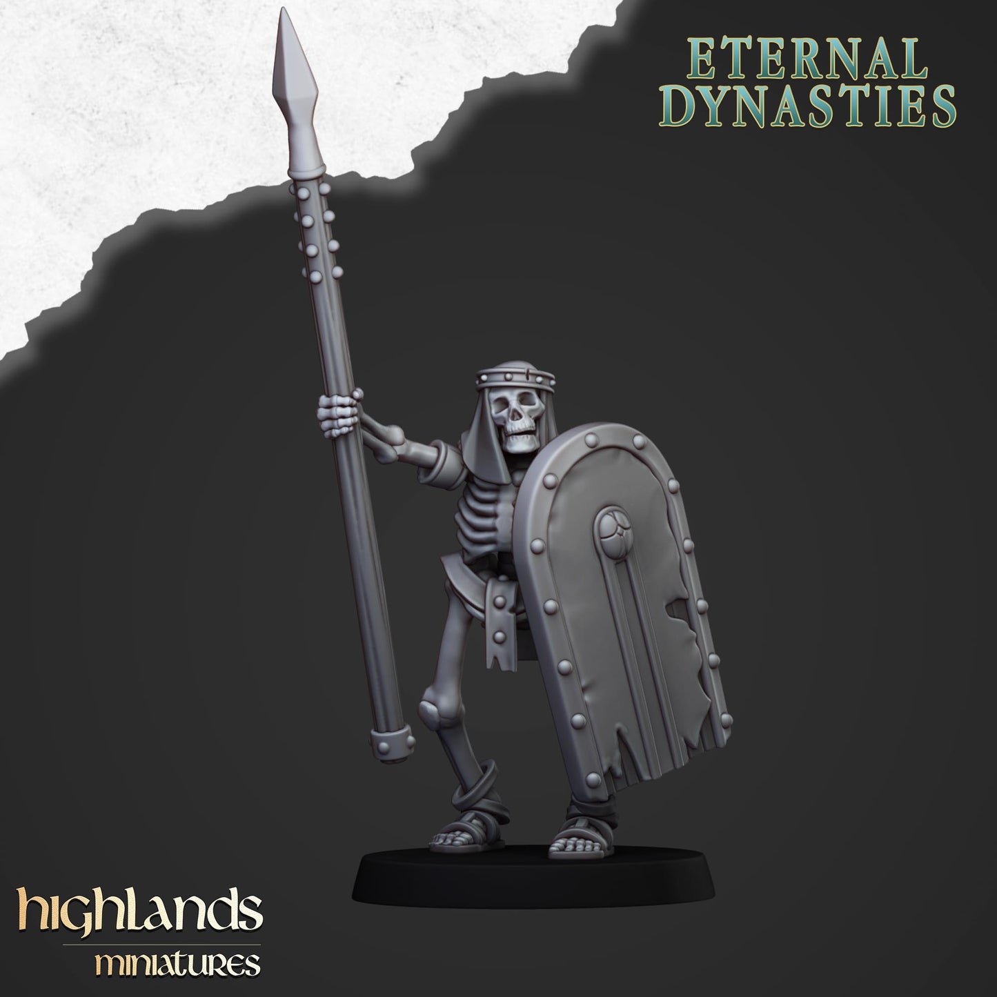Miniatura Esqueletos Antiguos con Lanzas Reyes Funerarios resina 28mm sin pintar - Drakholm