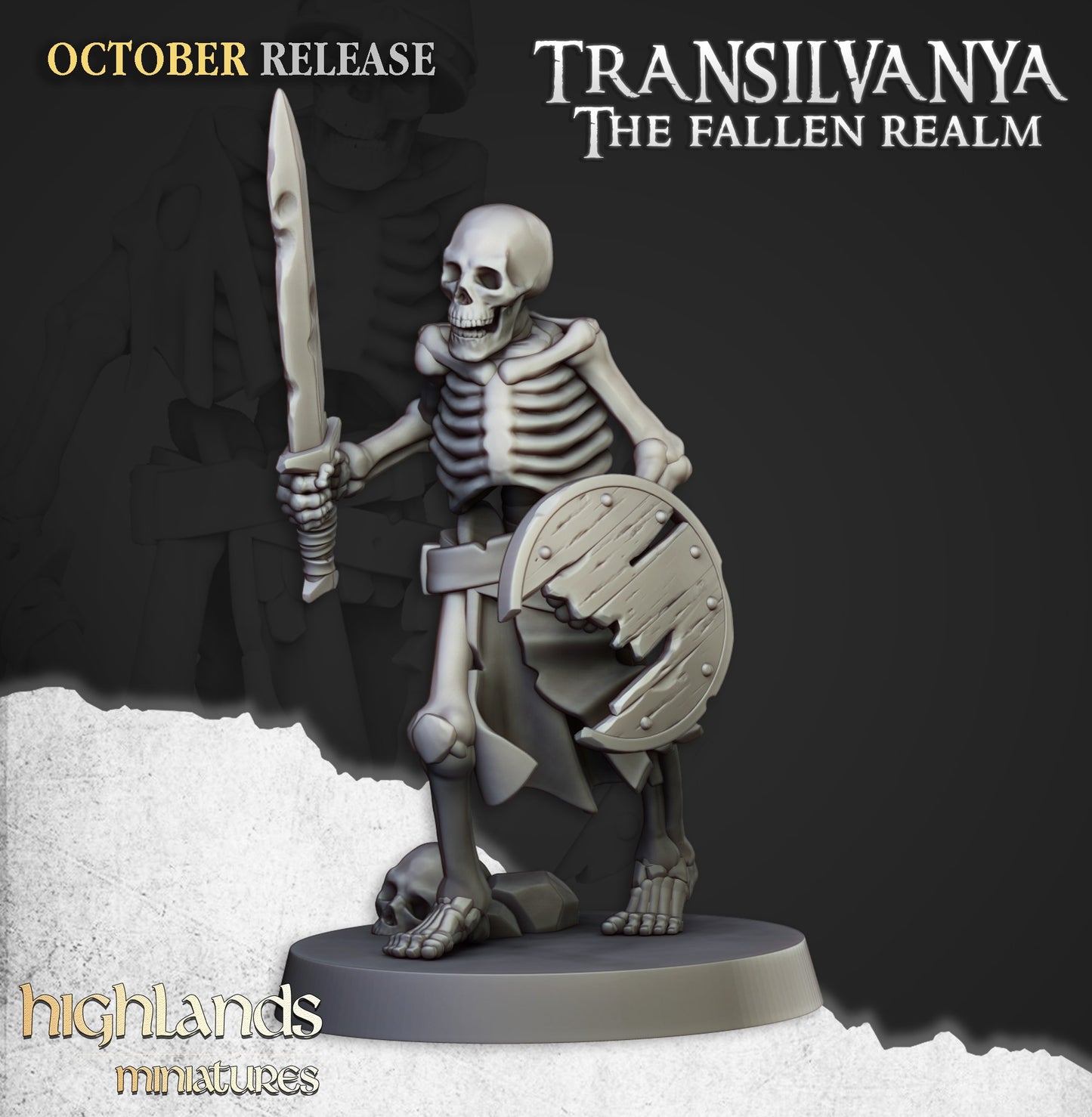 Miniatura Guerreros Esqueleto con Espadas Condes Vampiro resina 28mm sin pintar - Drakholm