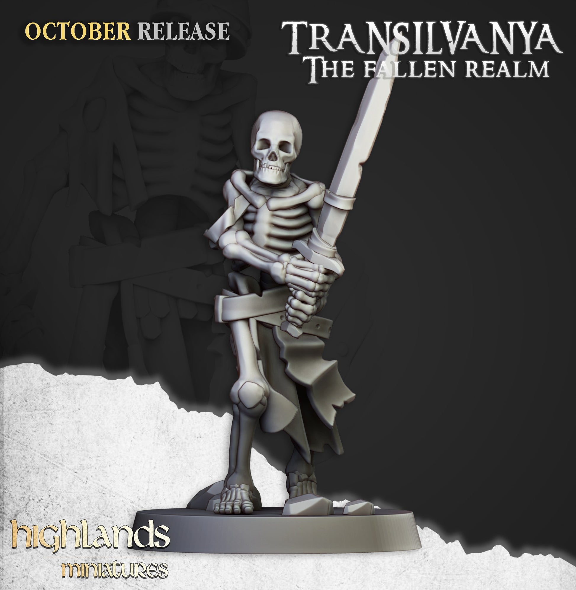 Miniatura Guerreros Esqueleto con Espadas Condes Vampiro resina 28mm sin pintar - Drakholm