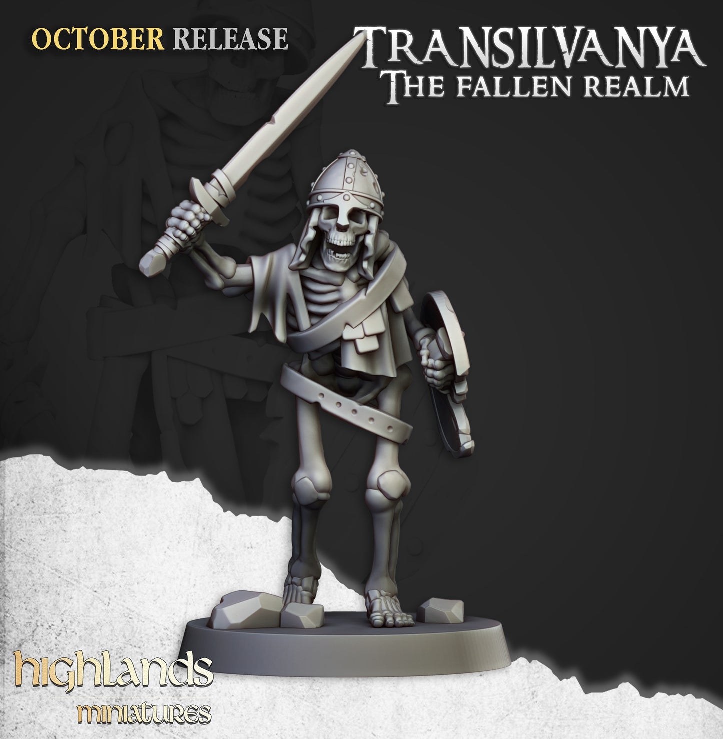 Miniatura Guerreros Esqueleto con Espadas Condes Vampiro resina 28mm sin pintar - Drakholm