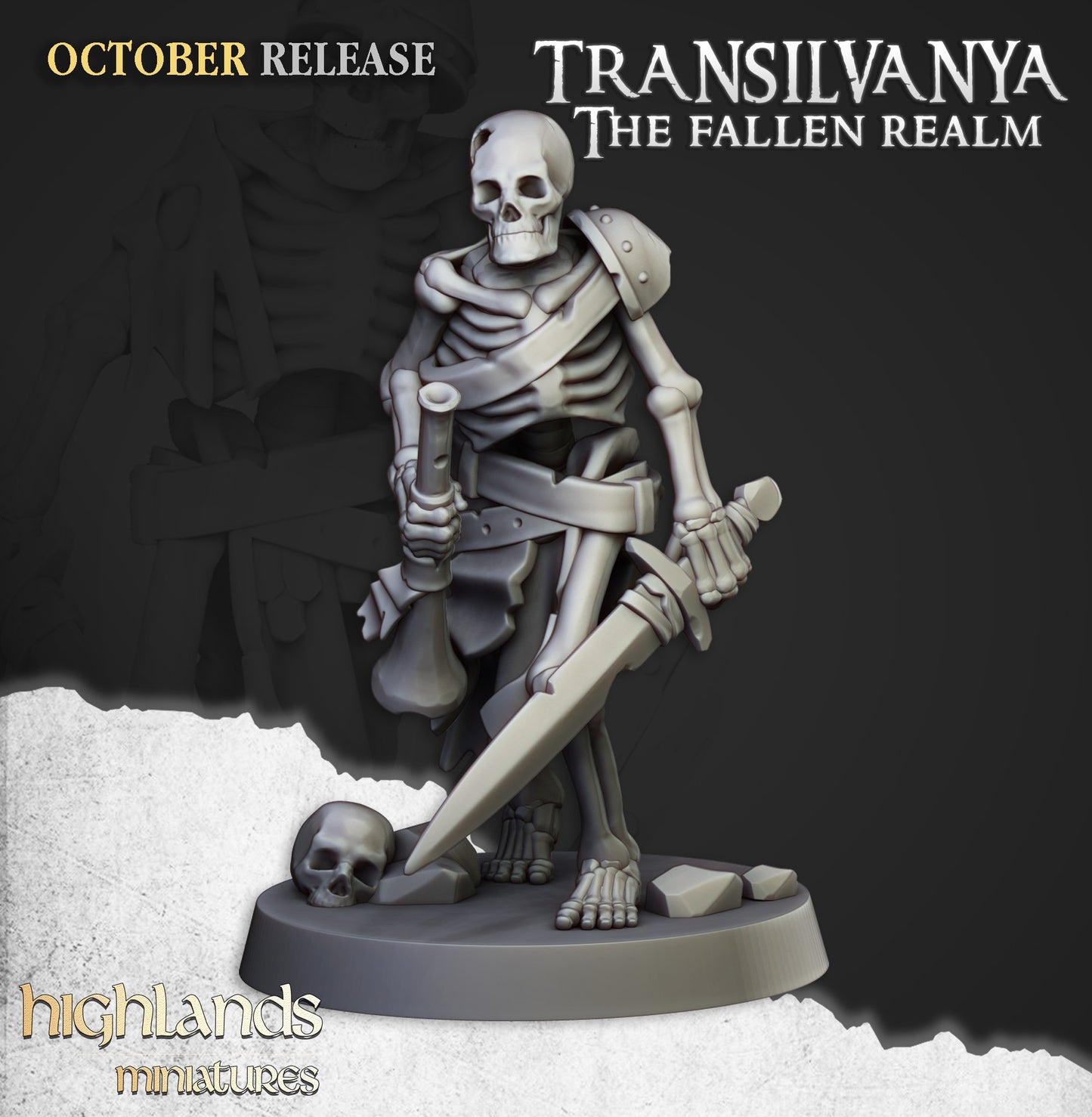 Miniatura Guerreros Esqueleto con Espadas Condes Vampiro resina 28mm sin pintar - Drakholm