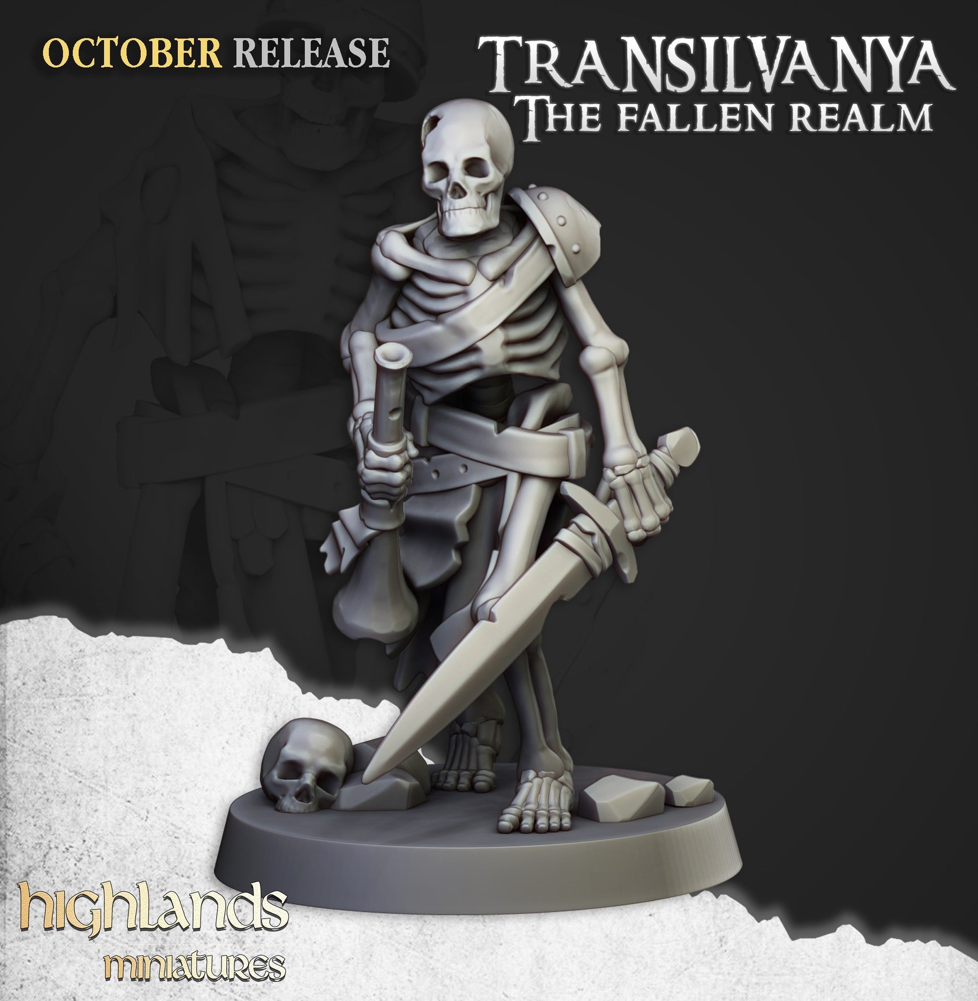 Miniatura Guerreros Esqueleto con Espadas Condes Vampiro resina 28mm sin pintar - Drakholm