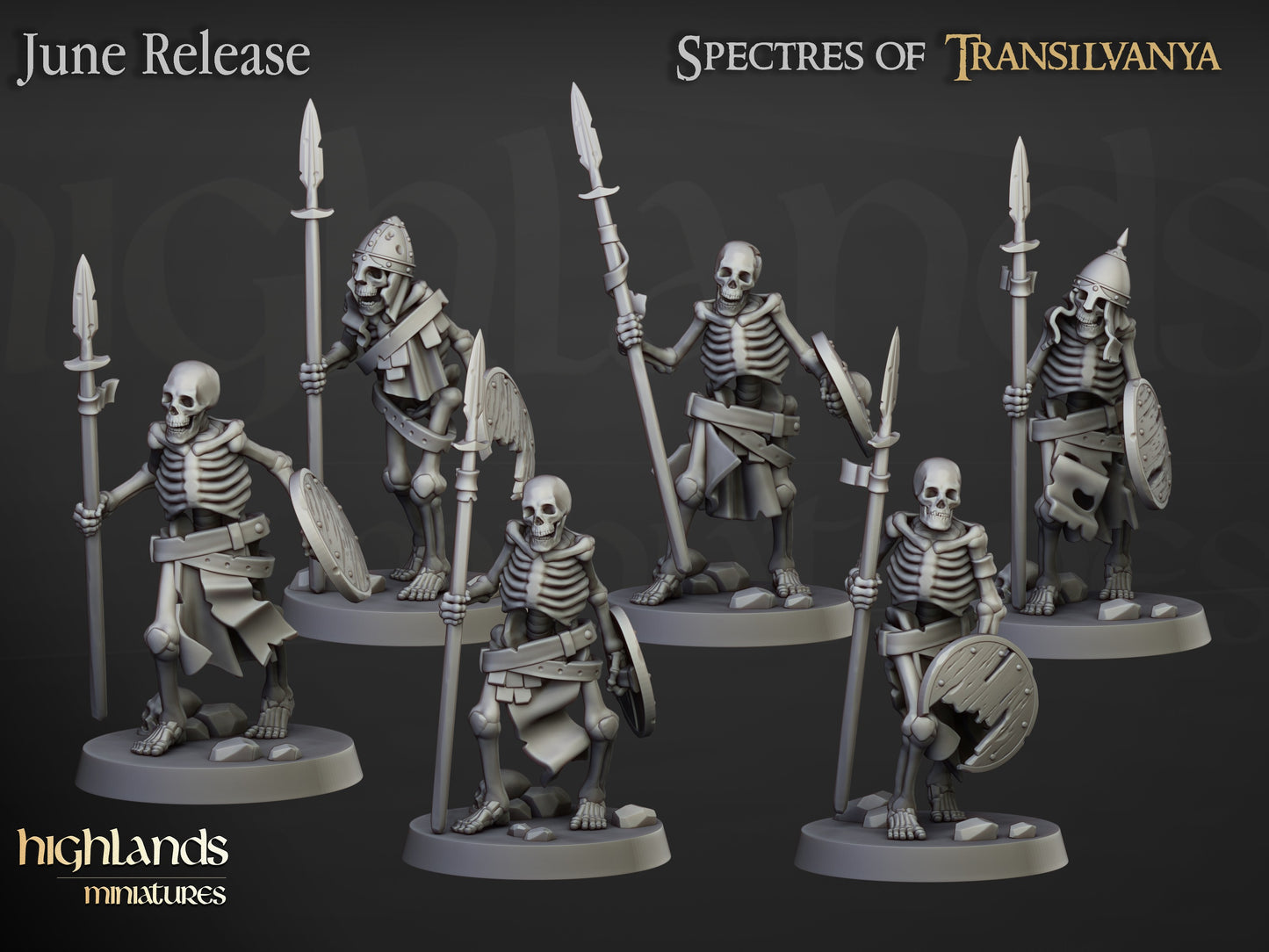 Miniatura Unidad de Guerreros Esqueletos Condes Vampiro resina 28mm sin pintar - Drakholm
