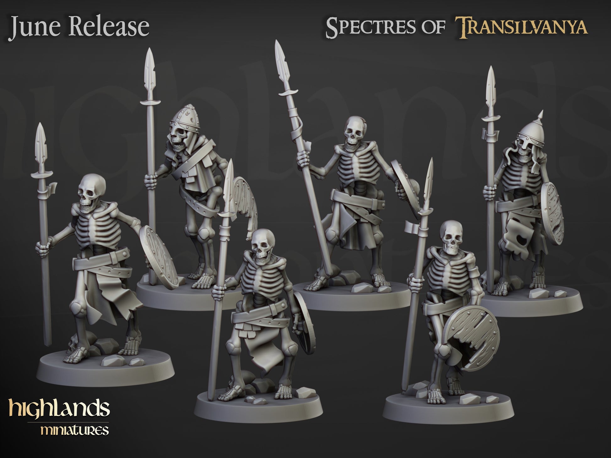 Miniatura Unidad de Guerreros Esqueletos Condes Vampiro resina 28mm sin pintar - Drakholm