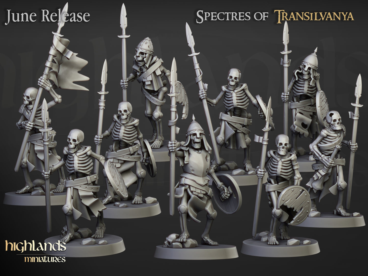 Miniatura Unidad de Guerreros Esqueletos Condes Vampiro resina 28mm sin pintar - Drakholm