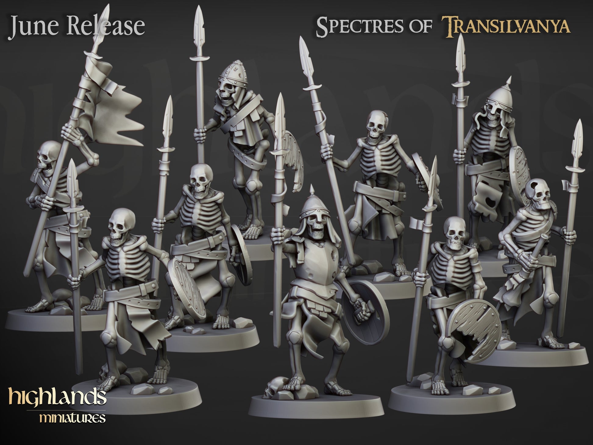 Miniatura Unidad de Guerreros Esqueletos Condes Vampiro resina 28mm sin pintar - Drakholm