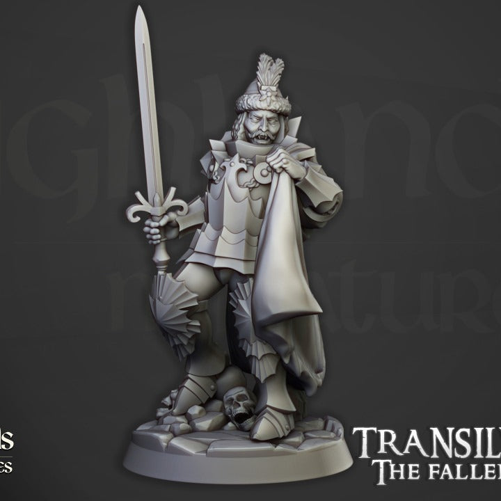 Miniatura Vlad Valăcari, el Profanador Condes Vampiro resina 28mm sin pintar - Drakholm