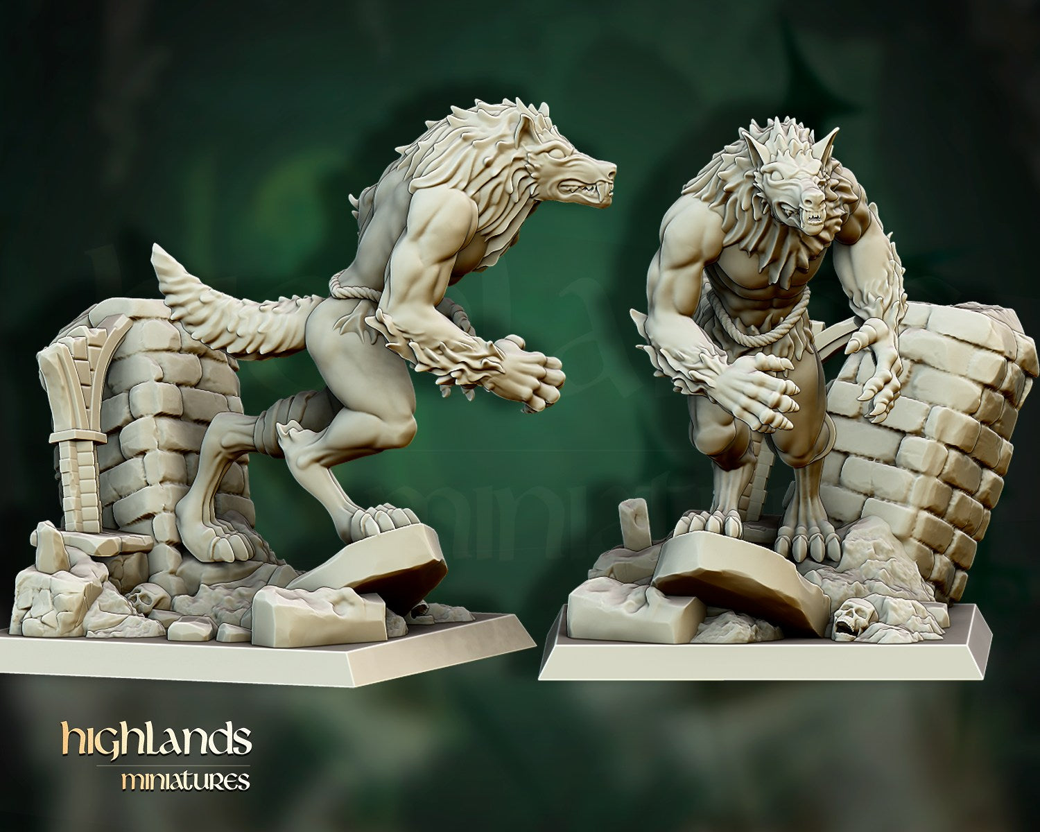 Miniatura Unidad de Hombres Lobo Condes Vampiro resina 28mm sin pintar - Drakholm