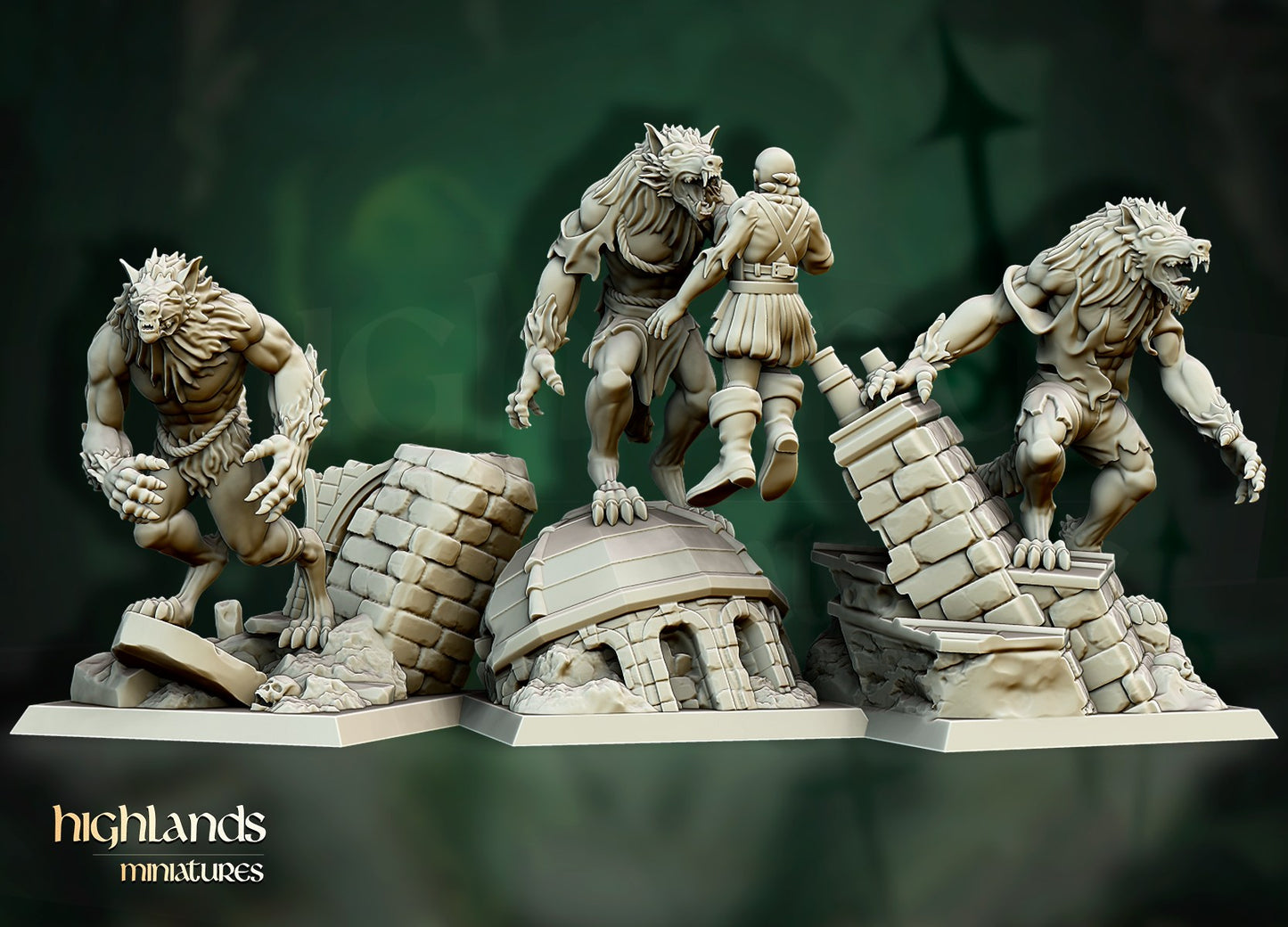 Miniatura Unidad de Hombres Lobo Condes Vampiro resina 28mm sin pintar - Drakholm