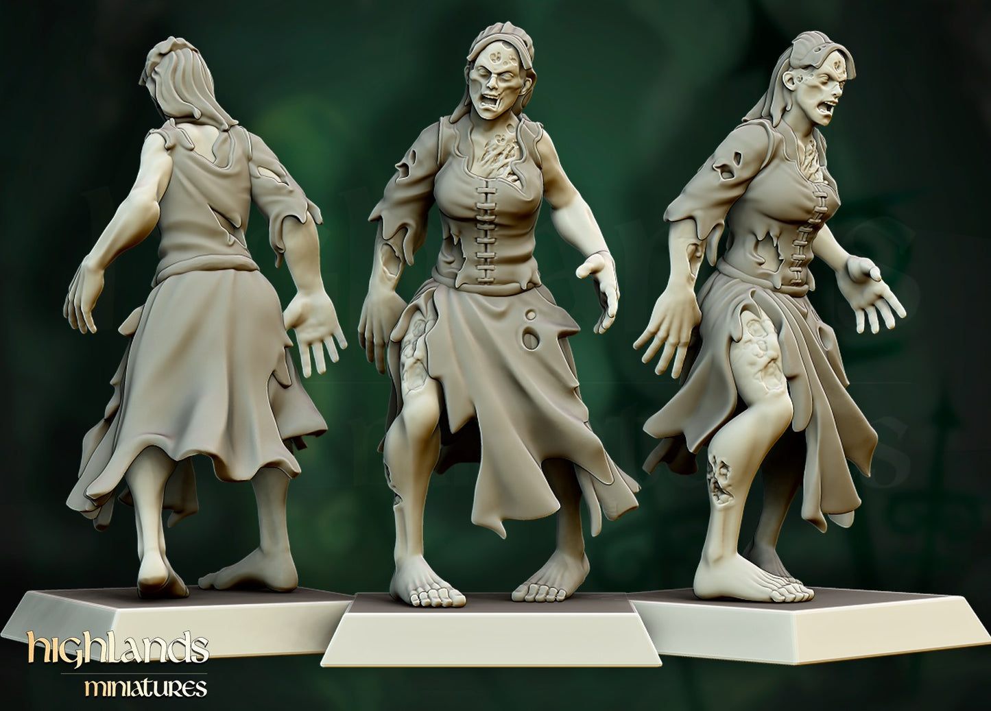 Miniatura Unidad de Zombis Condes Vampiro resina 28mm sin pintar - Drakholm