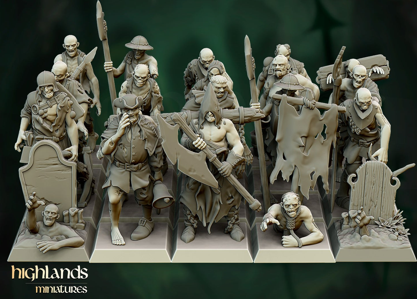 Miniatura Unidad de Zombis Condes Vampiro resina 28mm sin pintar - Drakholm