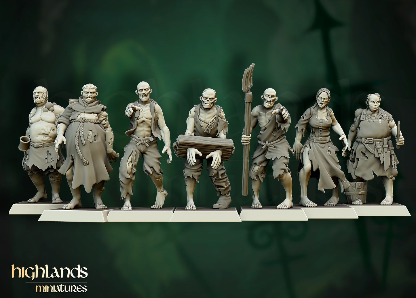 Miniatura Aldeanos Zombis Condes Vampiro resina 28mm sin pintar - Drakholm