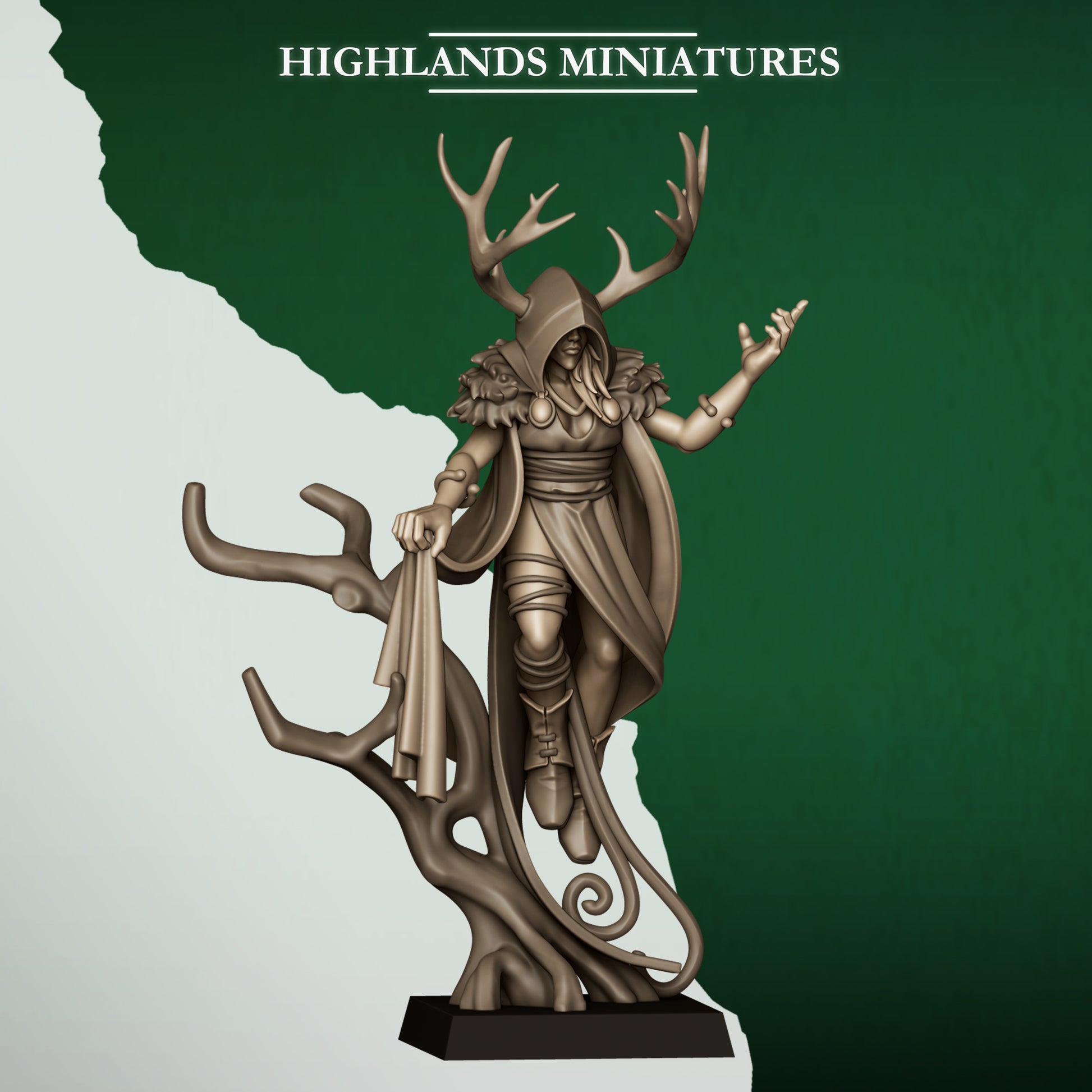 Miniatura Druida Elfo Salvaje Elfos Silvanos resina 28mm sin pintar - Drakholm