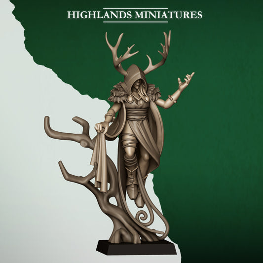 Miniatura Druida Elfo Salvaje Elfos Silvanos resina 28mm sin pintar - Drakholm