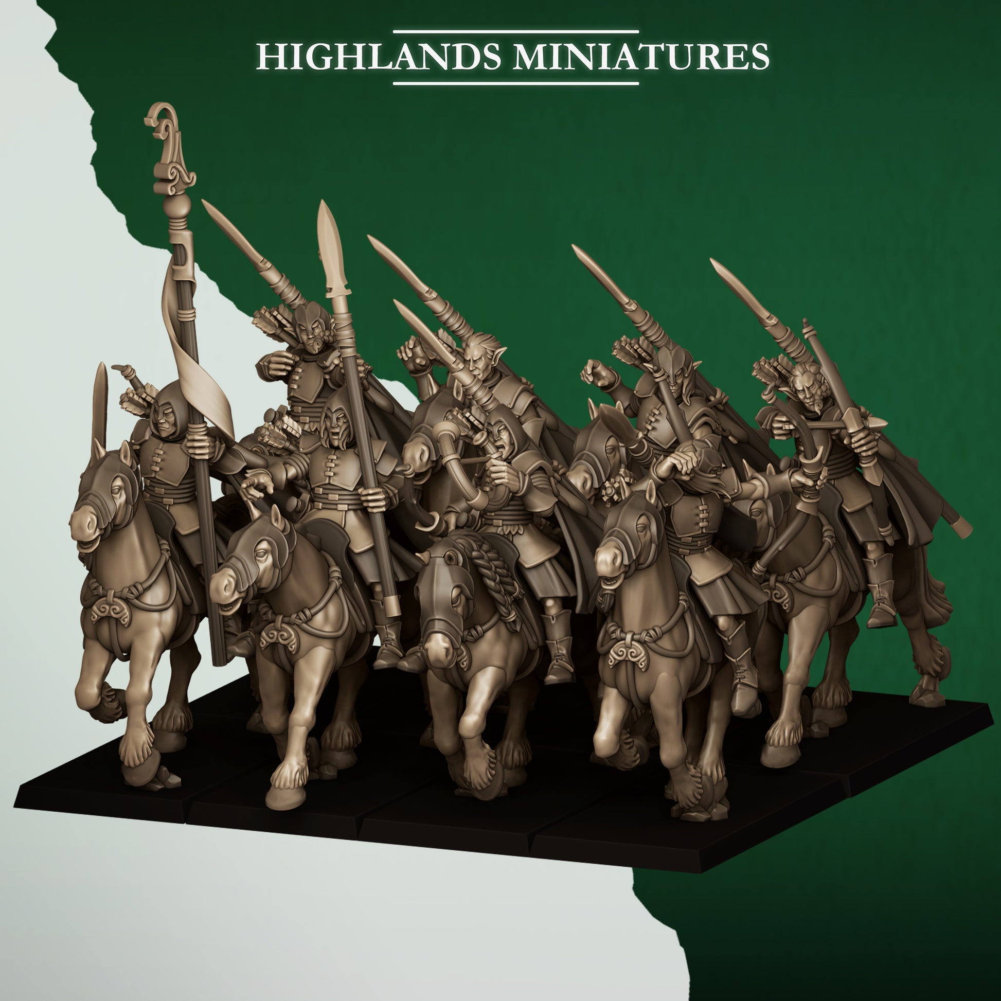 Miniatura Arqueros Salvajes Montados Elfos Silvanos resina 28mm sin pintar - Drakholm