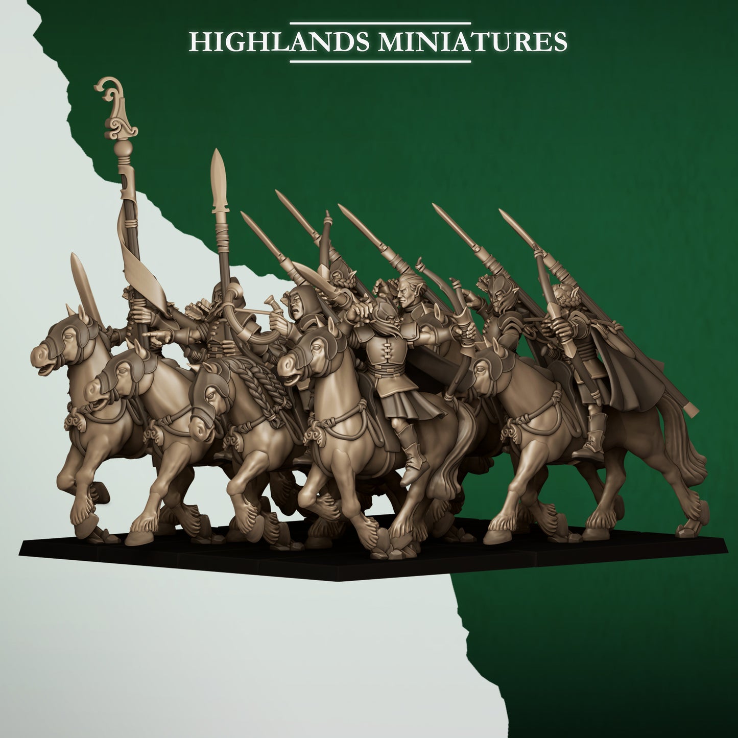 Miniatura Arqueros Salvajes Montados Elfos Silvanos resina 28mm sin pintar - Drakholm