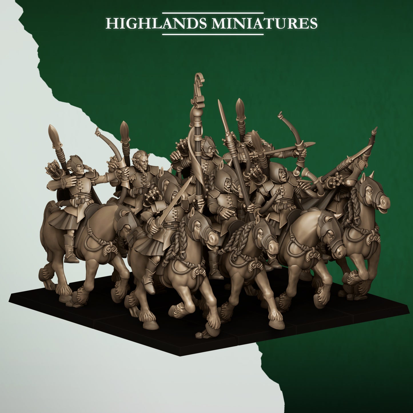Miniatura Arqueros Salvajes Montados Elfos Silvanos resina 28mm sin pintar - Drakholm