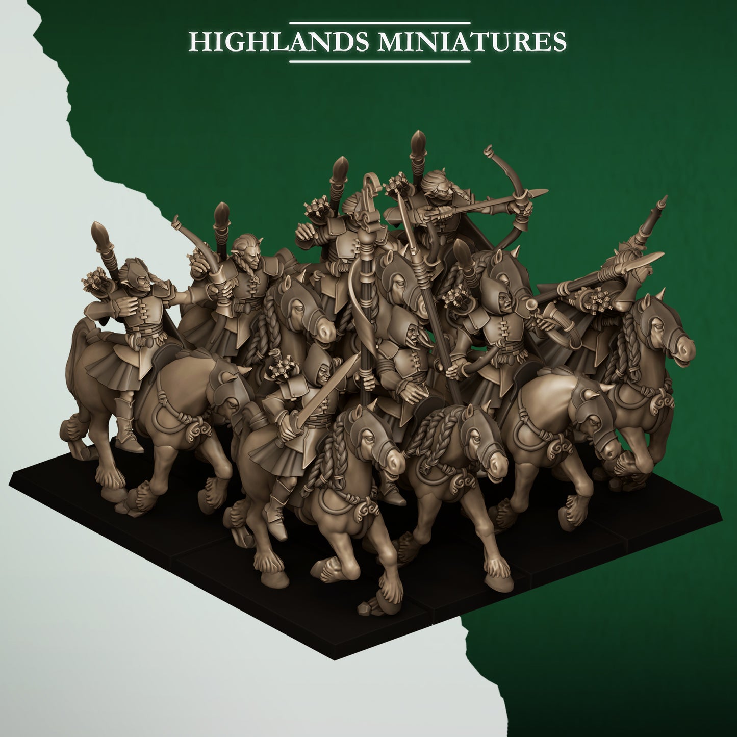 Miniatura Arqueros Salvajes Montados Elfos Silvanos resina 28mm sin pintar - Drakholm