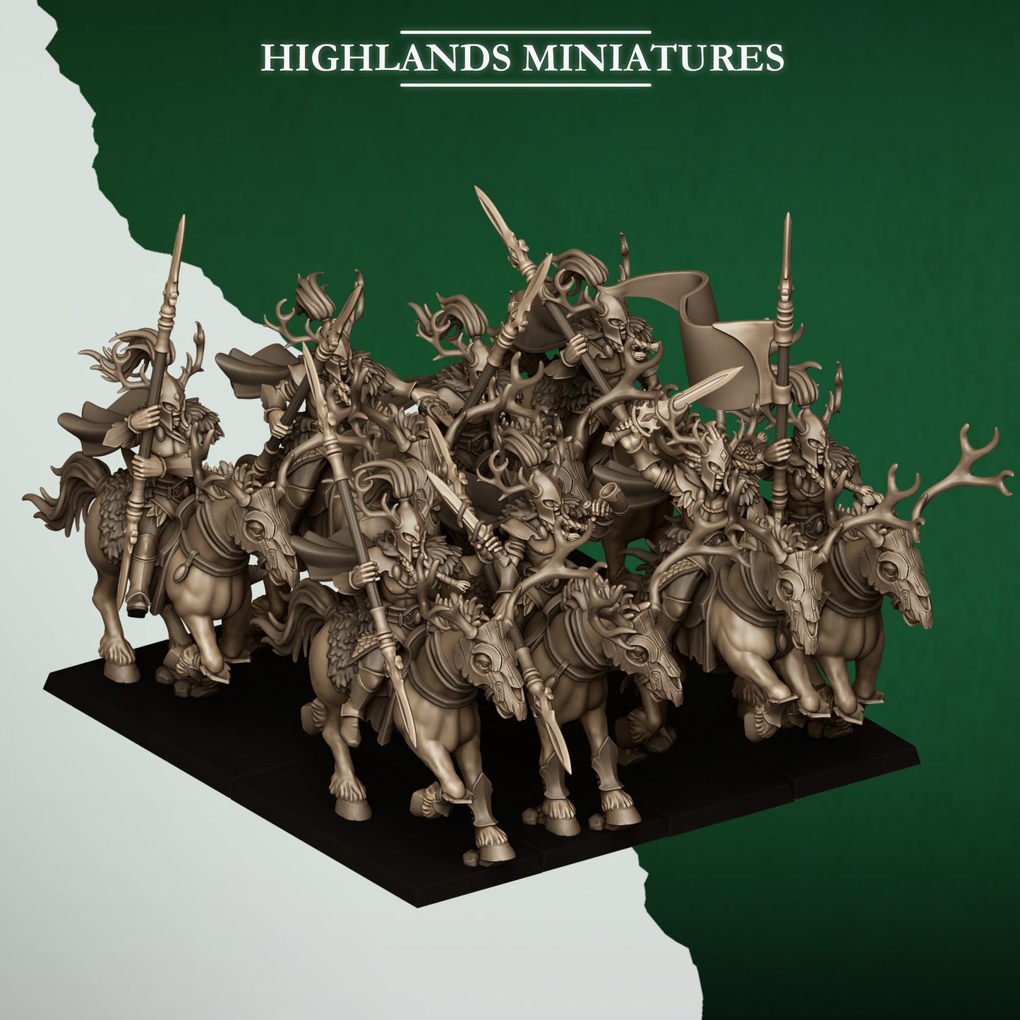 Miniatura Jinetes del Bosque Elfos Silvanos resina 28mm sin pintar - Drakholm