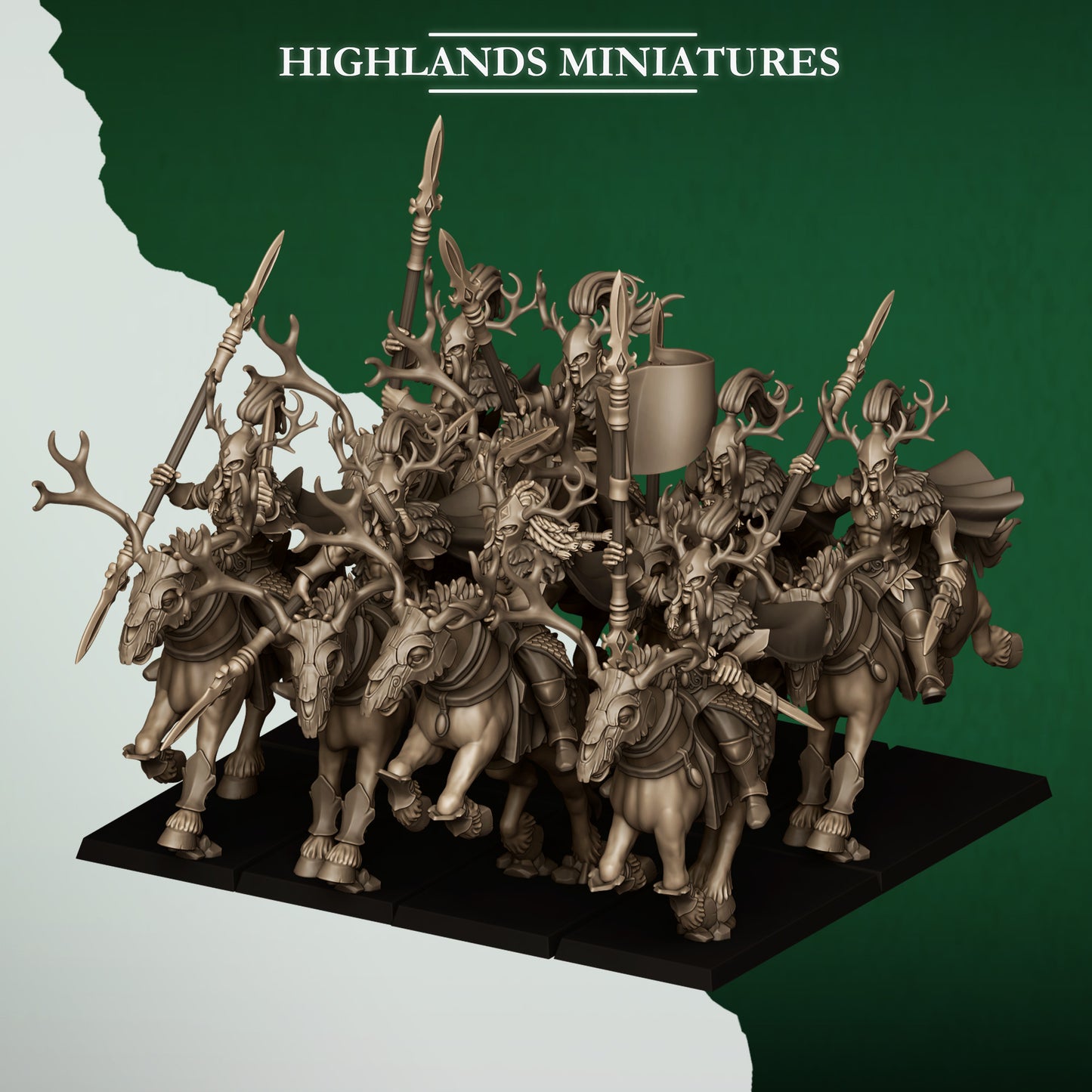 Miniatura Jinetes del Bosque Elfos Silvanos resina 28mm sin pintar - Drakholm