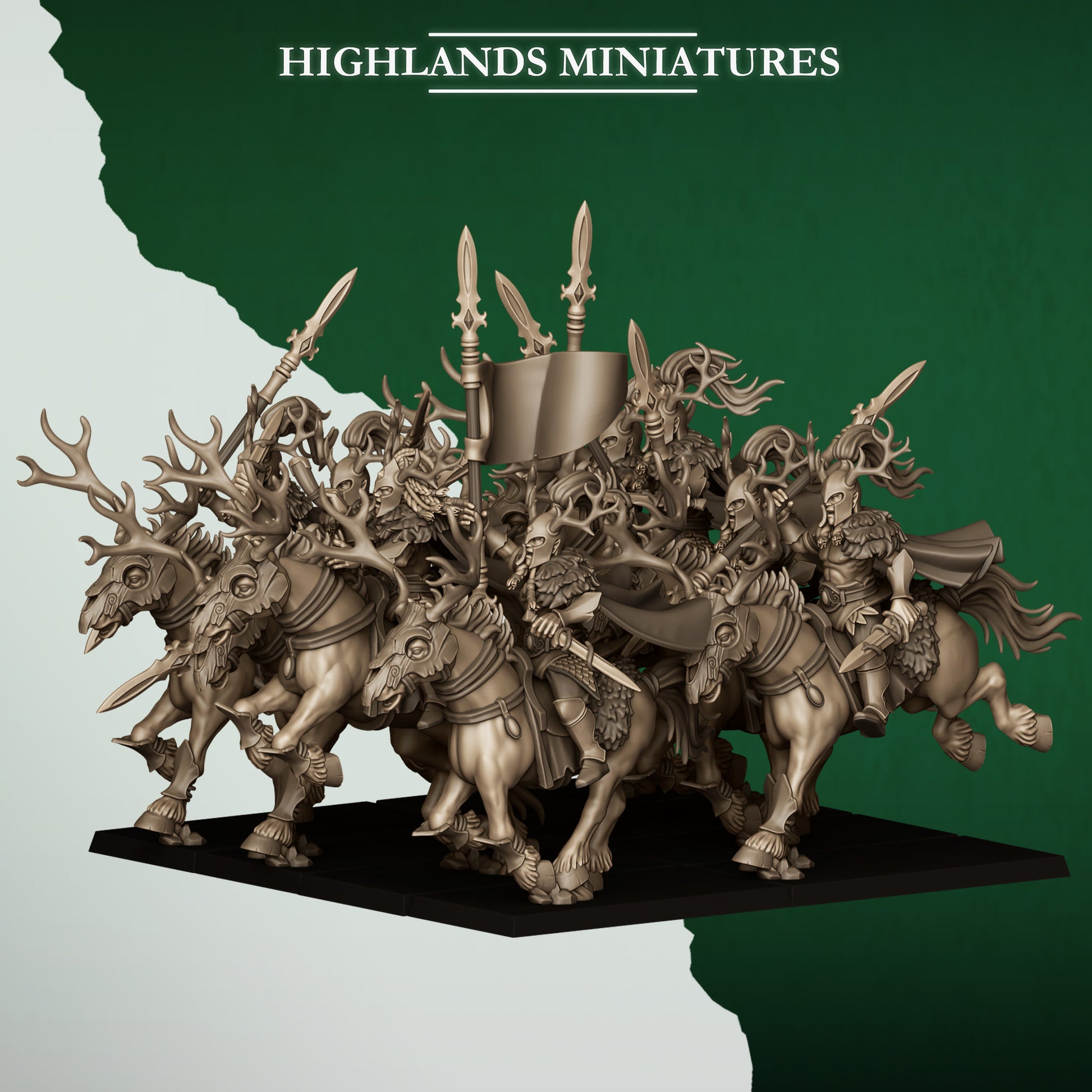 Miniatura Jinetes del Bosque Elfos Silvanos resina 28mm sin pintar - Drakholm