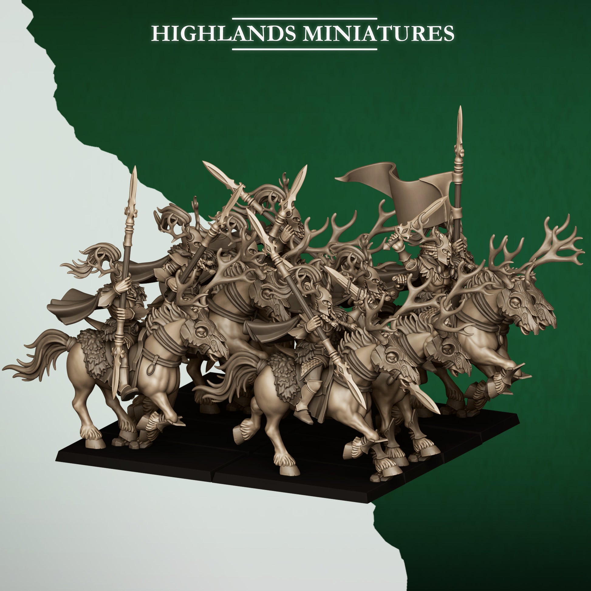 Miniatura Jinetes del Bosque Elfos Silvanos resina 28mm sin pintar - Drakholm