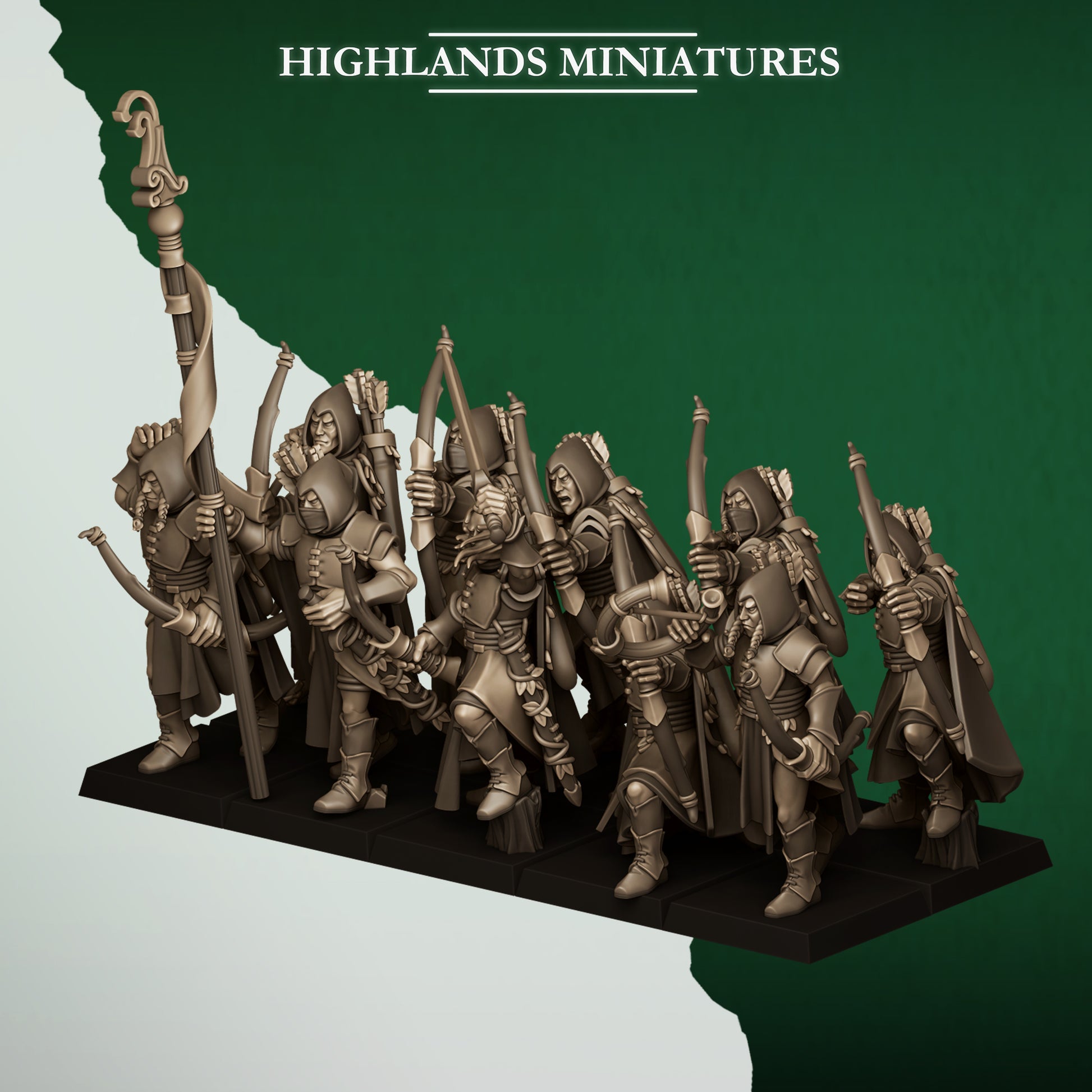 Miniatura Arqueros Salvajes Elfos Silvanos resina 28mm sin pintar - Drakholm