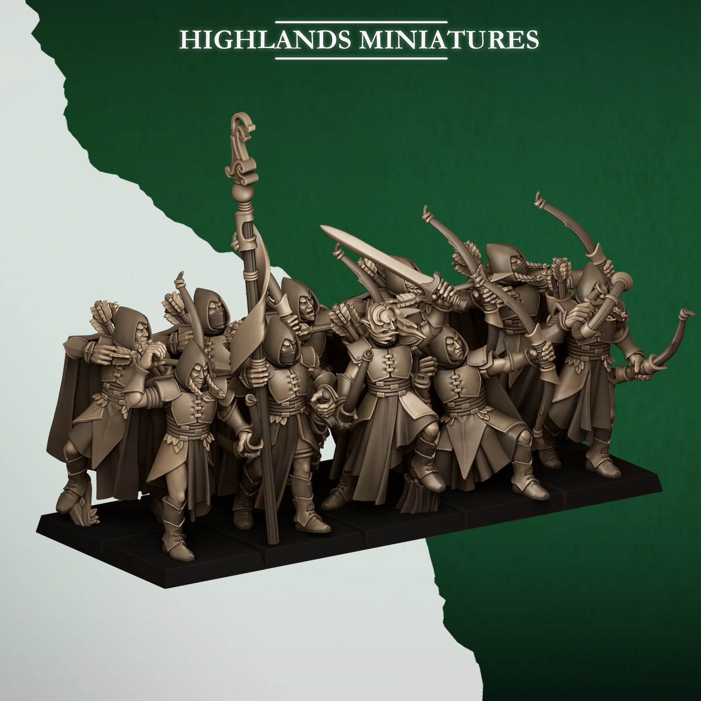 Miniatura Arqueros Salvajes Elfos Silvanos resina 28mm sin pintar - Drakholm