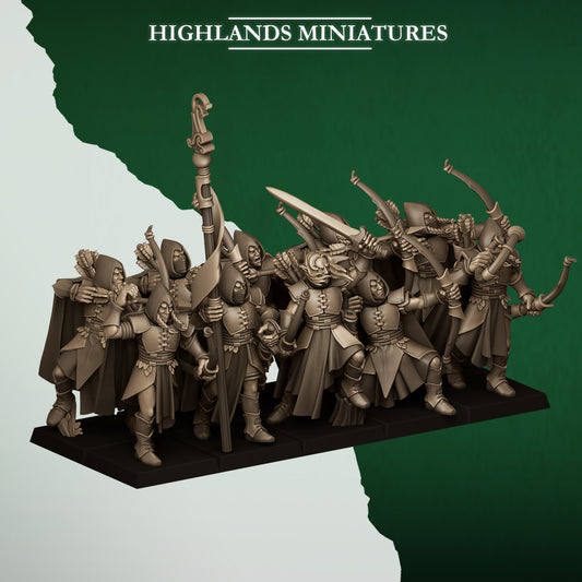 Miniatura Arqueros Salvajes Elfos Silvanos resina 28mm sin pintar - Drakholm