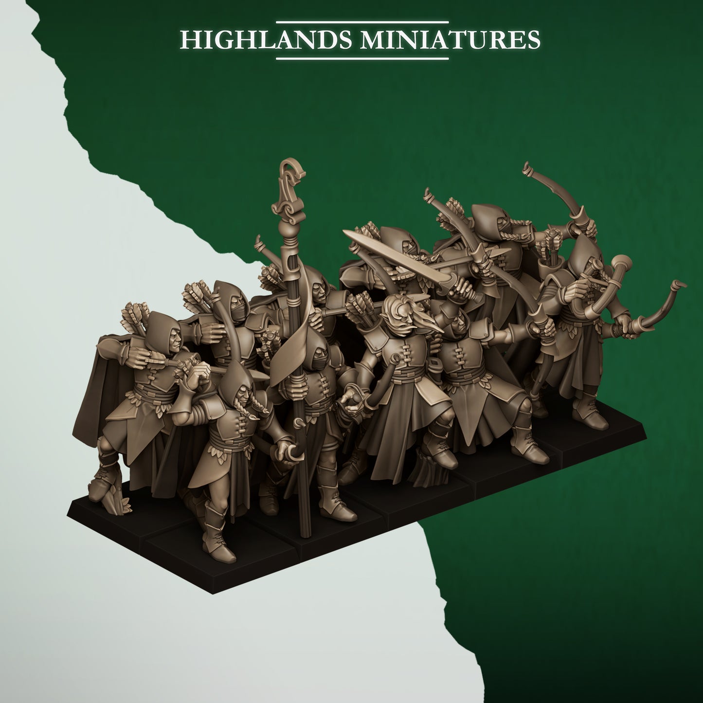 Miniatura Arqueros Salvajes Elfos Silvanos resina 28mm sin pintar - Drakholm