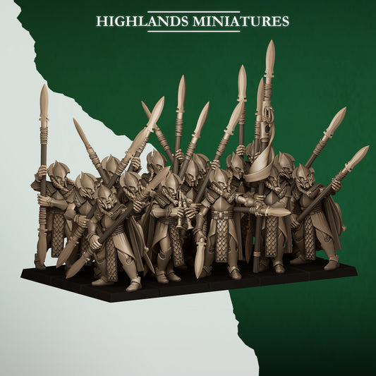 Miniatura Lanceros Salvajes Elfos Silvanos resina 28mm sin pintar - Drakholm
