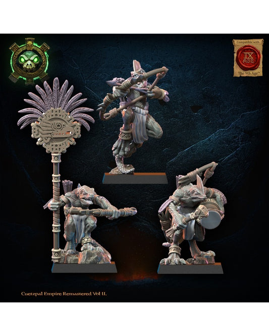 Miniatura Regimiento Cuetzpalli con Arcos Saurios Ancestrales resina 28mm sin pintar - Drakholm