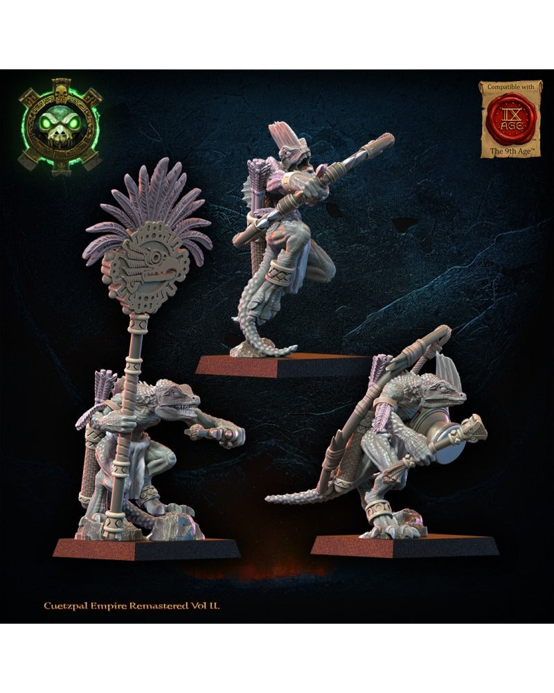 Miniatura Regimiento Cuetzpalli con Arcos Saurios Ancestrales resina 28mm sin pintar - Drakholm