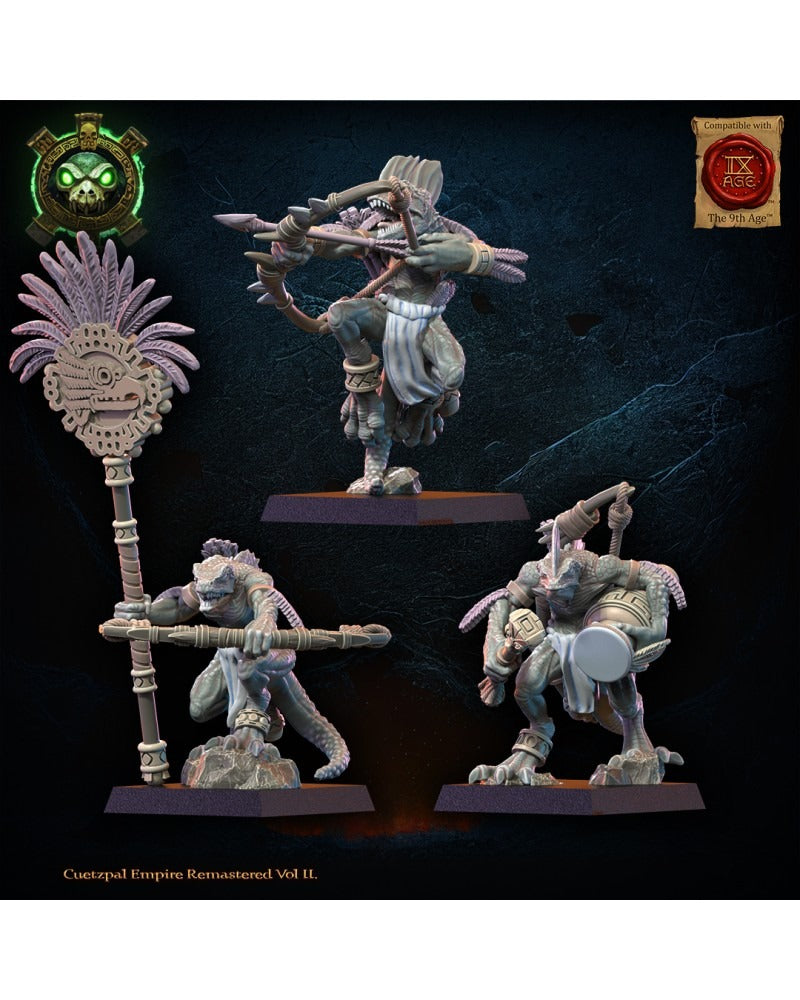 Miniatura Regimiento Cuetzpalli con Arcos Saurios Ancestrales resina 28mm sin pintar - Drakholm