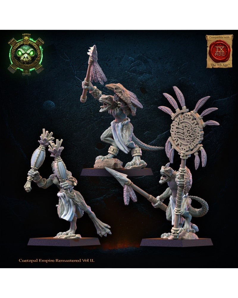 Miniatura Regimiento Cuetzpalli con Lanzas Saurios Ancestrales resina 28mm sin pintar - Drakholm