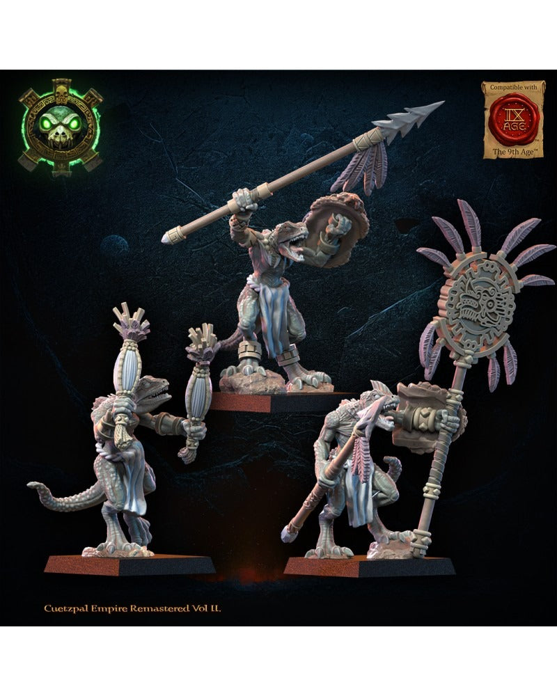 Miniatura Regimiento Cuetzpalli con Lanzas Saurios Ancestrales resina 28mm sin pintar - Drakholm