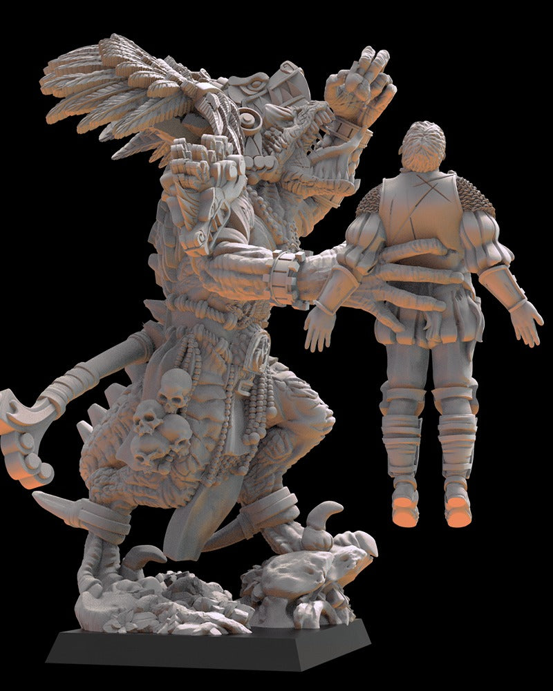 Miniatura Ehecatl el Devorador Saurios Ancestrales resina 28mm sin pintar - Drakholm