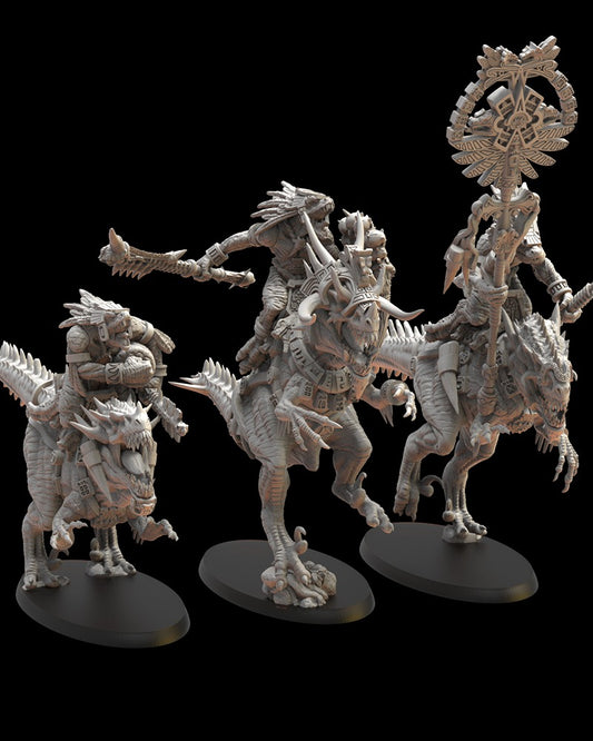 Miniatura Caballeros Ezocamatl Saurios Ancestrales resina 28mm sin pintar - Drakholm