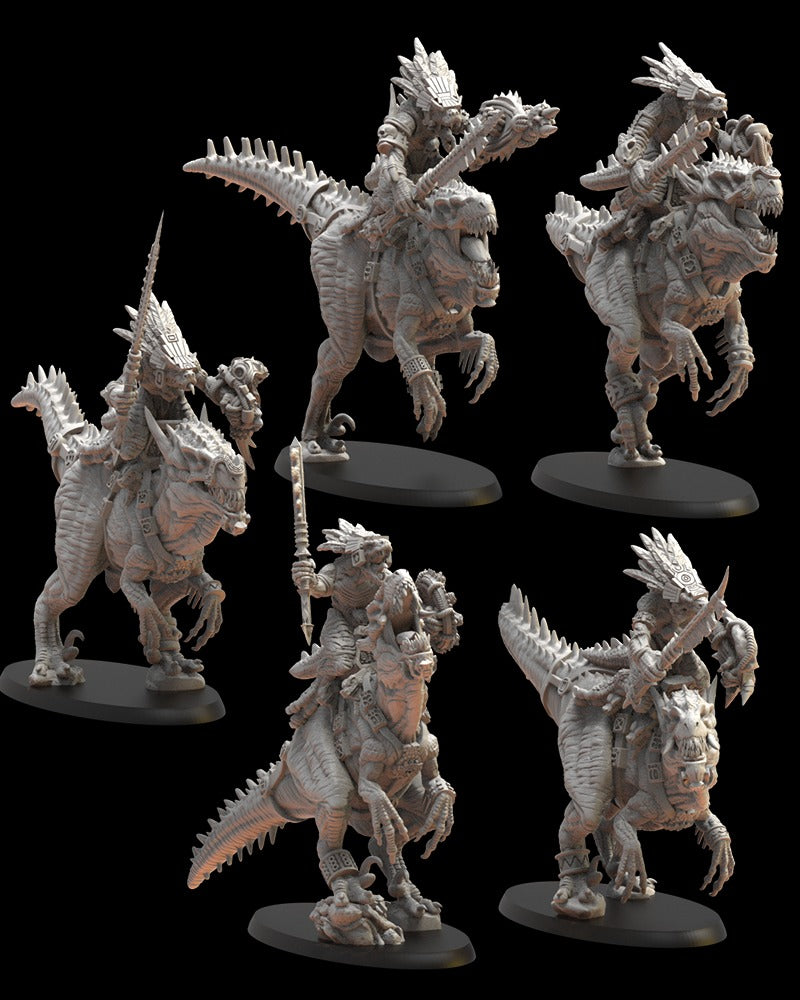 Miniatura Caballeros Ezocamatl Saurios Ancestrales resina 28mm sin pintar - Drakholm