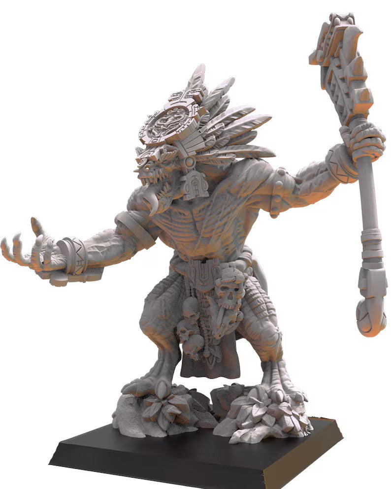 Miniatura Hueitechtcatl Saurios Ancestrales resina 28mm sin pintar - Drakholm