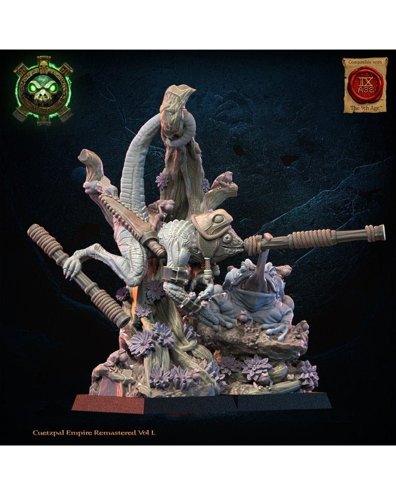 Miniatura Heroína Kuaxotl con Tamasoluey Saurios Ancestrales resina 28mm sin pintar - Drakholm