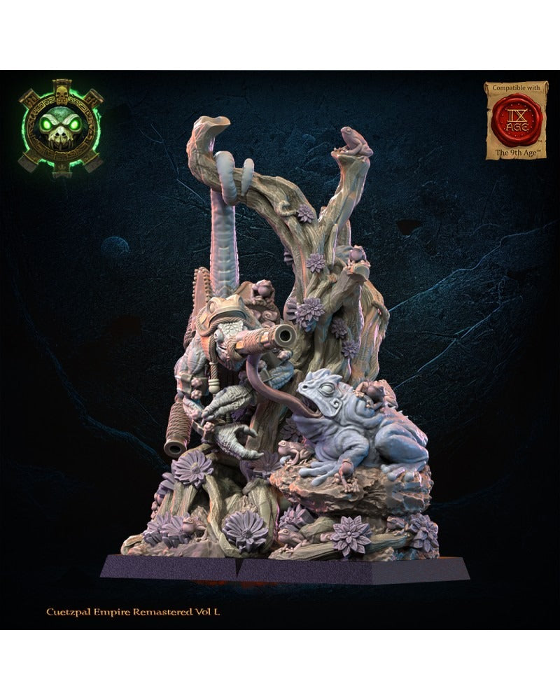 Miniatura Heroína Kuaxotl con Tamasoluey Saurios Ancestrales resina 28mm sin pintar - Drakholm
